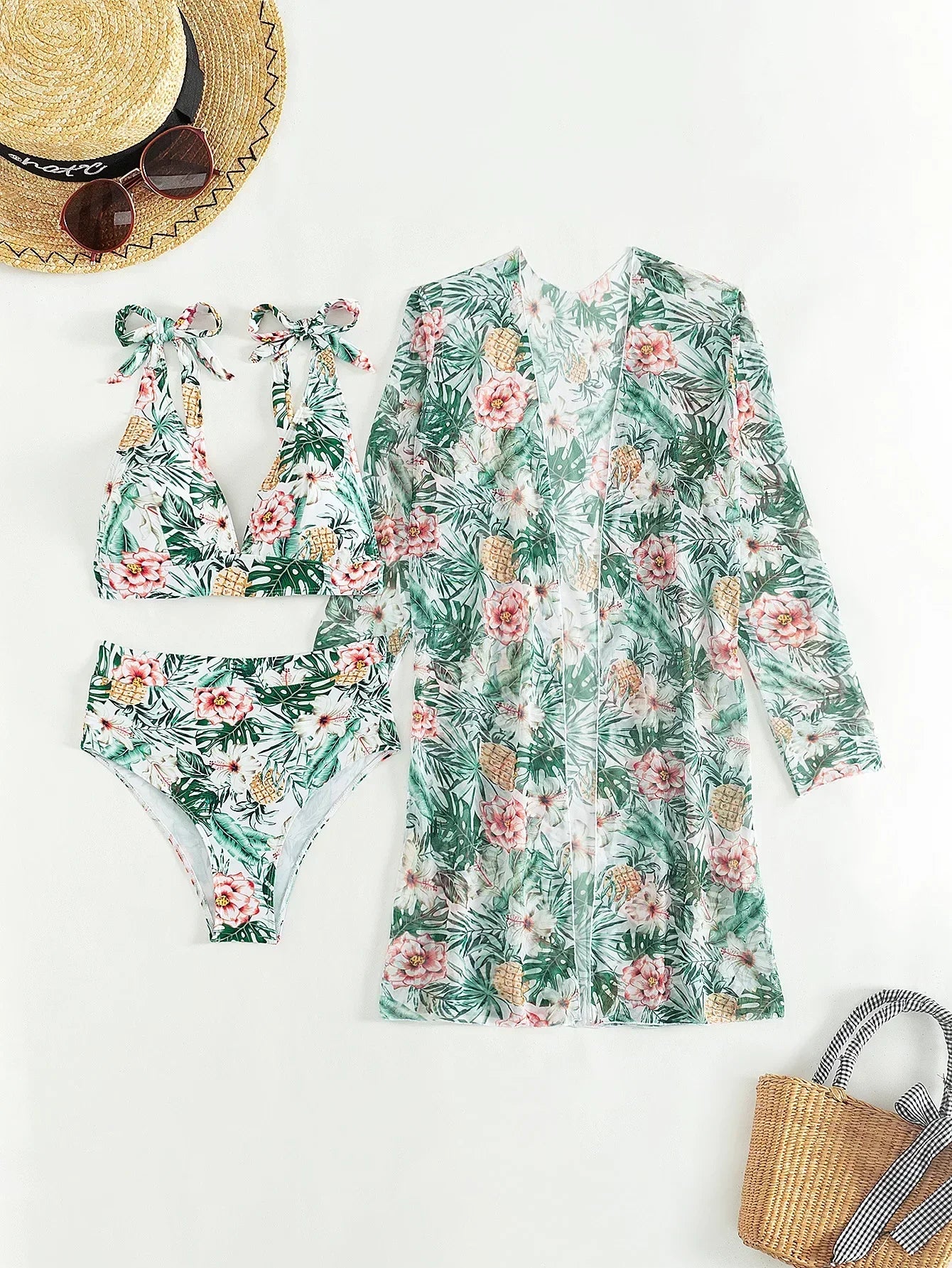 CM | Bikini sexy con estampado floral y superposición
