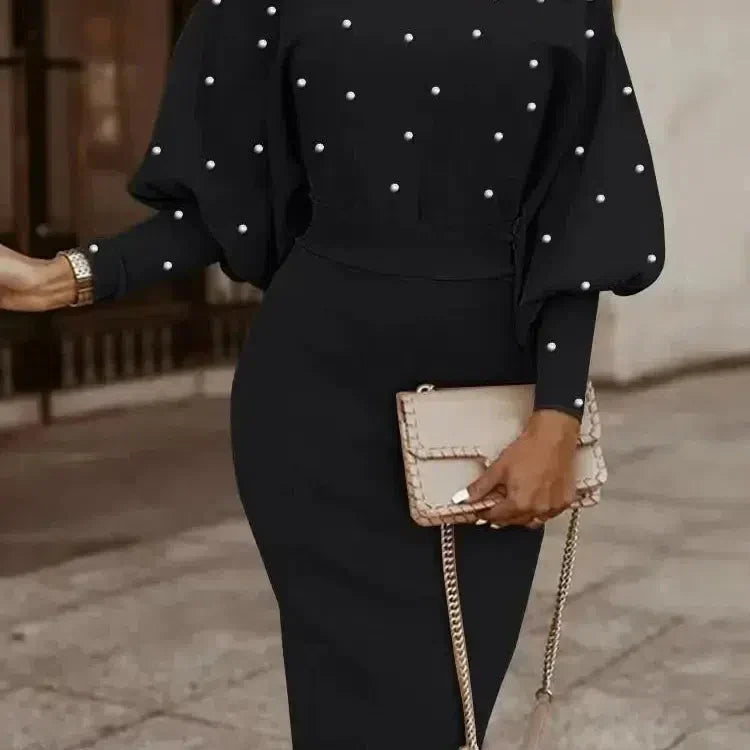 CM | Elegante vestido de manga larga bodycon mujeres lana mini vestido
