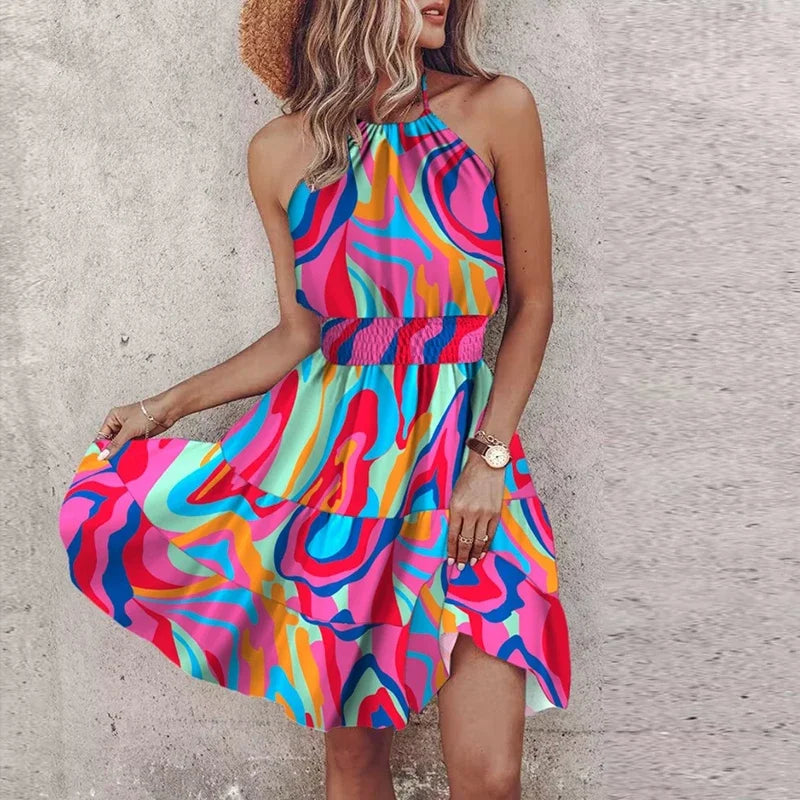 CM | Minivestido estampado irregular sin espalda