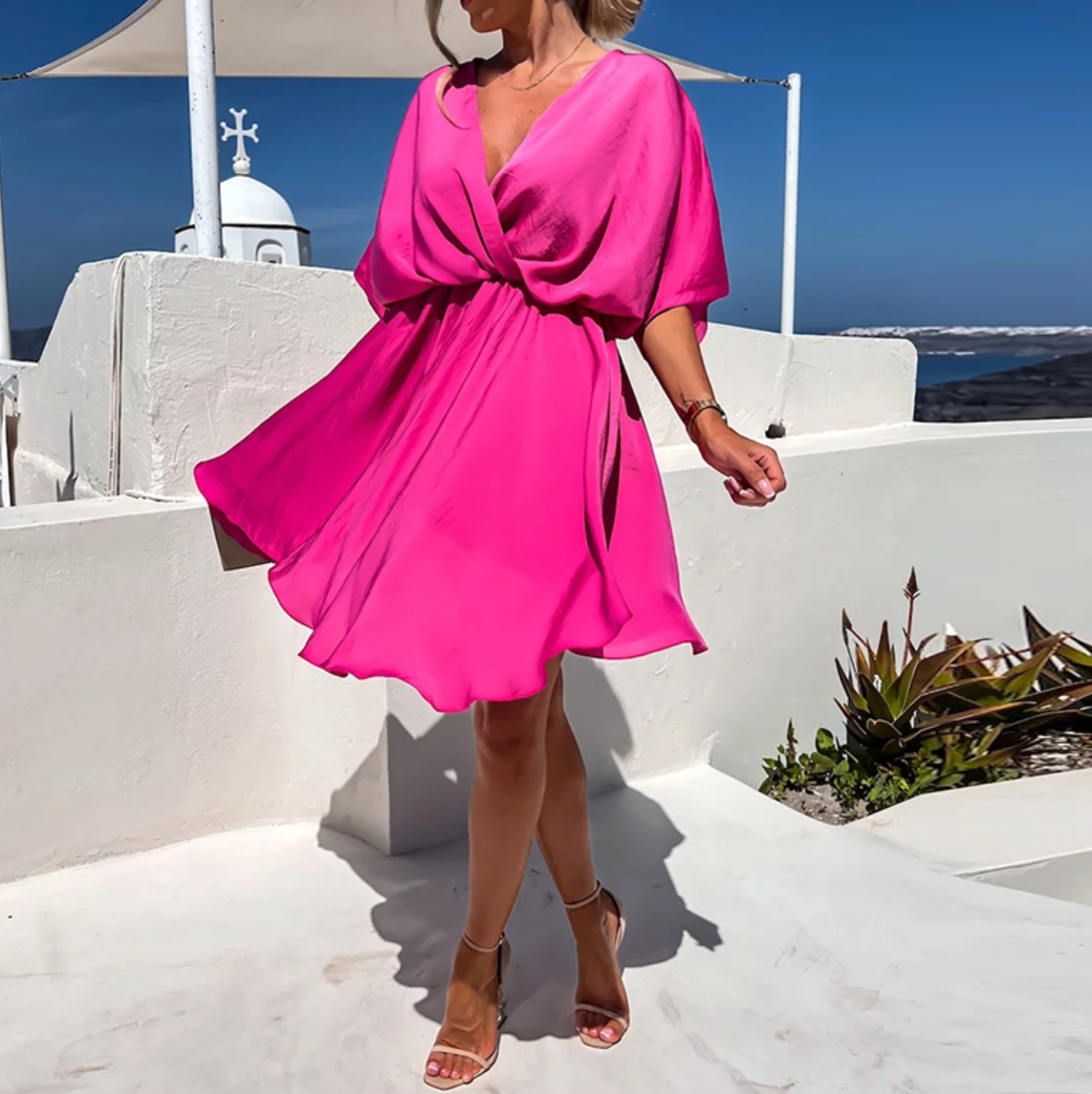 CM | Chic mini vestido de verano con cintura alta