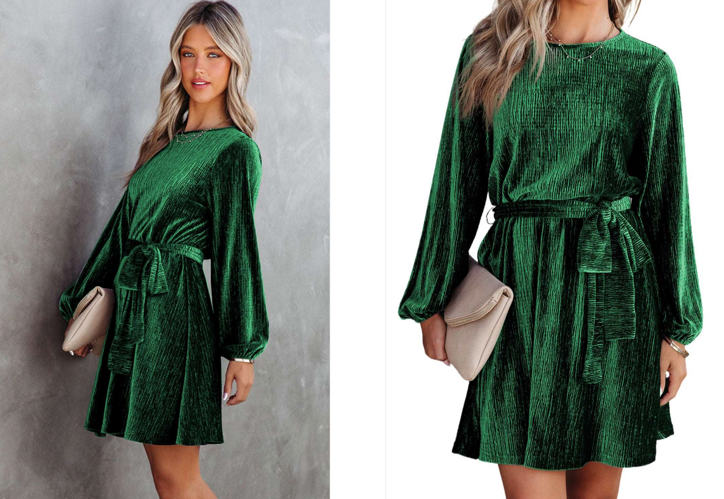 CM | Mini vestido de terciopelo de manga larga