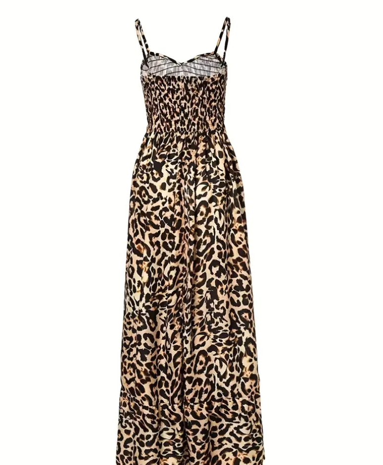 CM | Maxi vestido con estampado de leopardo y tirantes finos