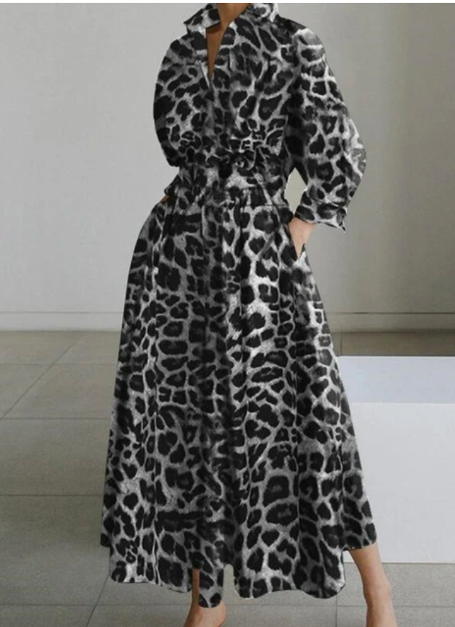 CM | Vestido largo con estampado de leopardo
