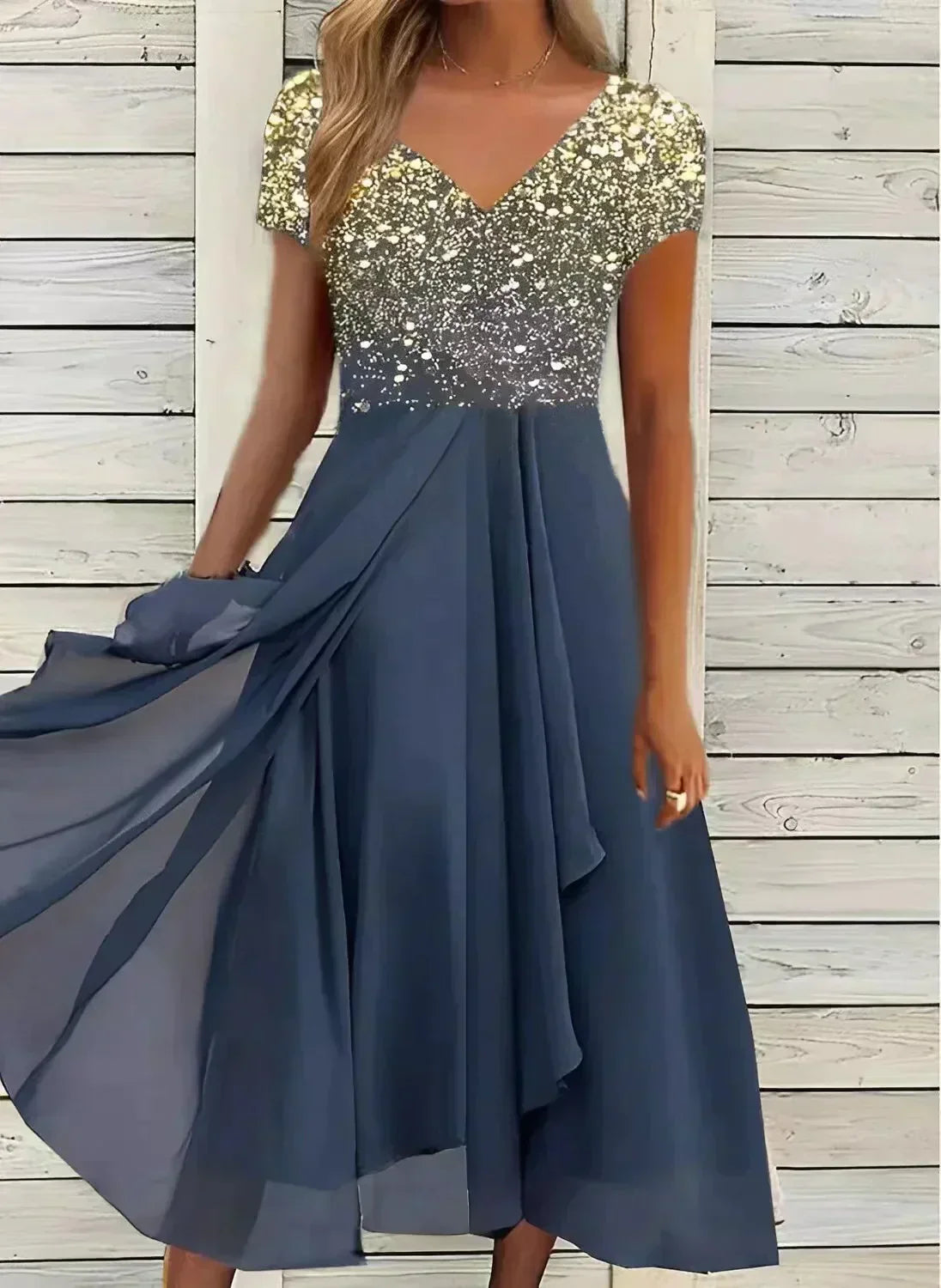 CM | elegante vestido midi con falda amplia
