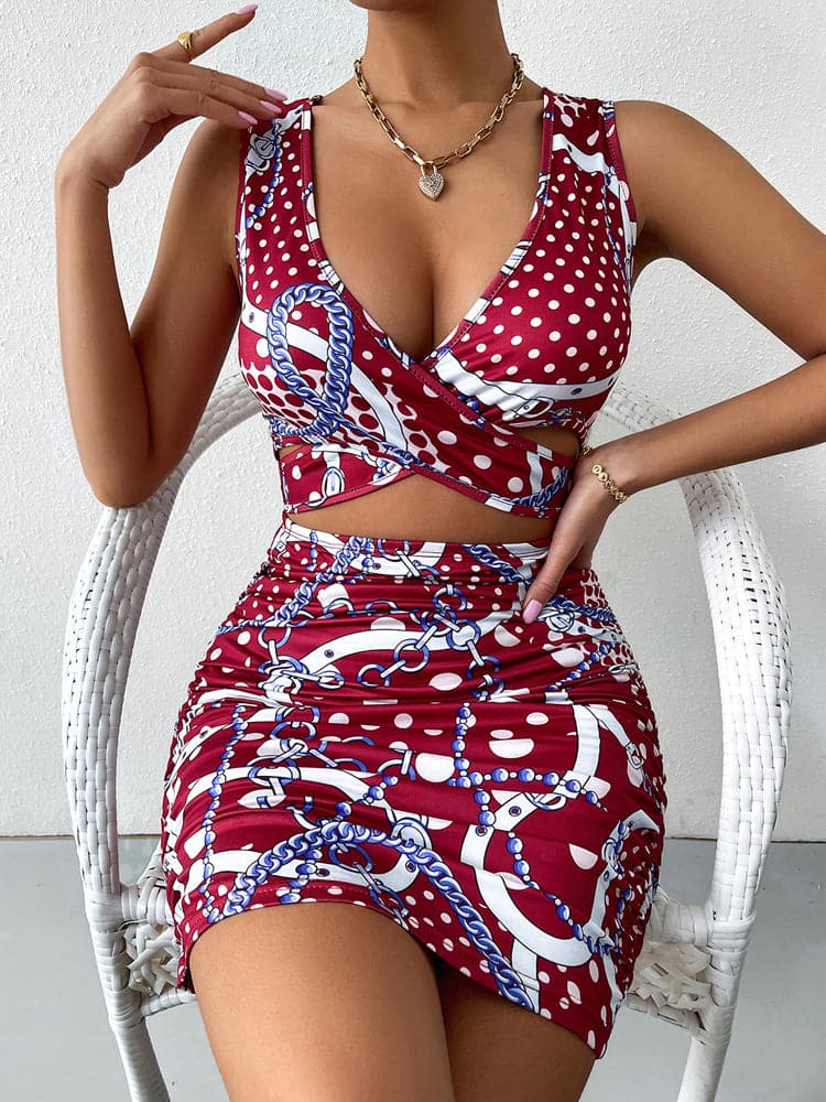 CM | Sexy mini vestido de fiesta con escote en V profundo y sin mangas
