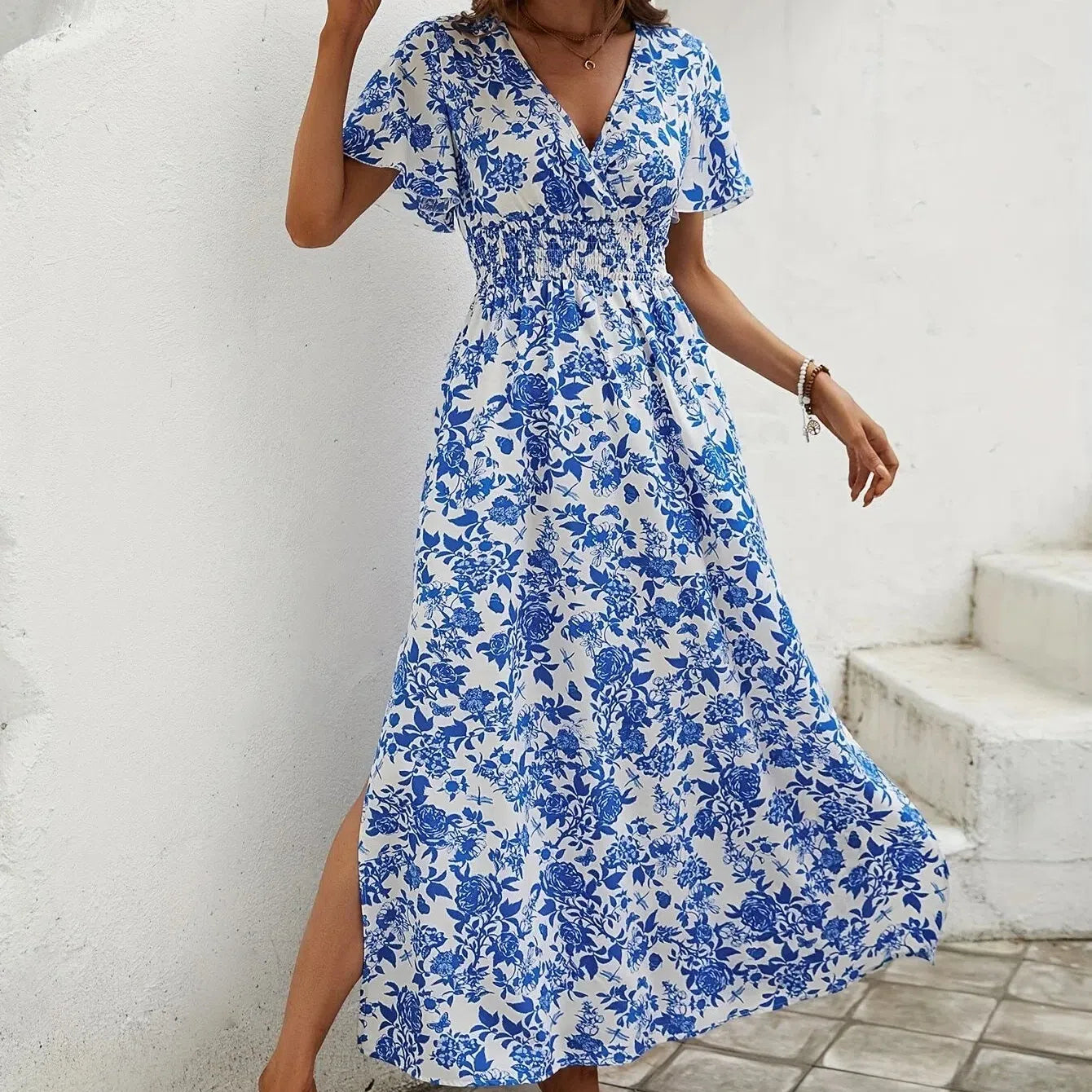 CM | Mujeres Boho Imprimir Mini Vestido Verano Elegante Sin Mangas Sundress