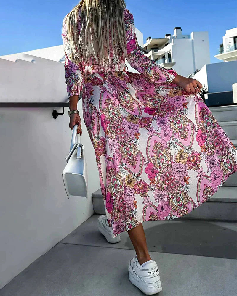 CM | elegante maxi vestido con escote en V para bodas y ocasiones especiales