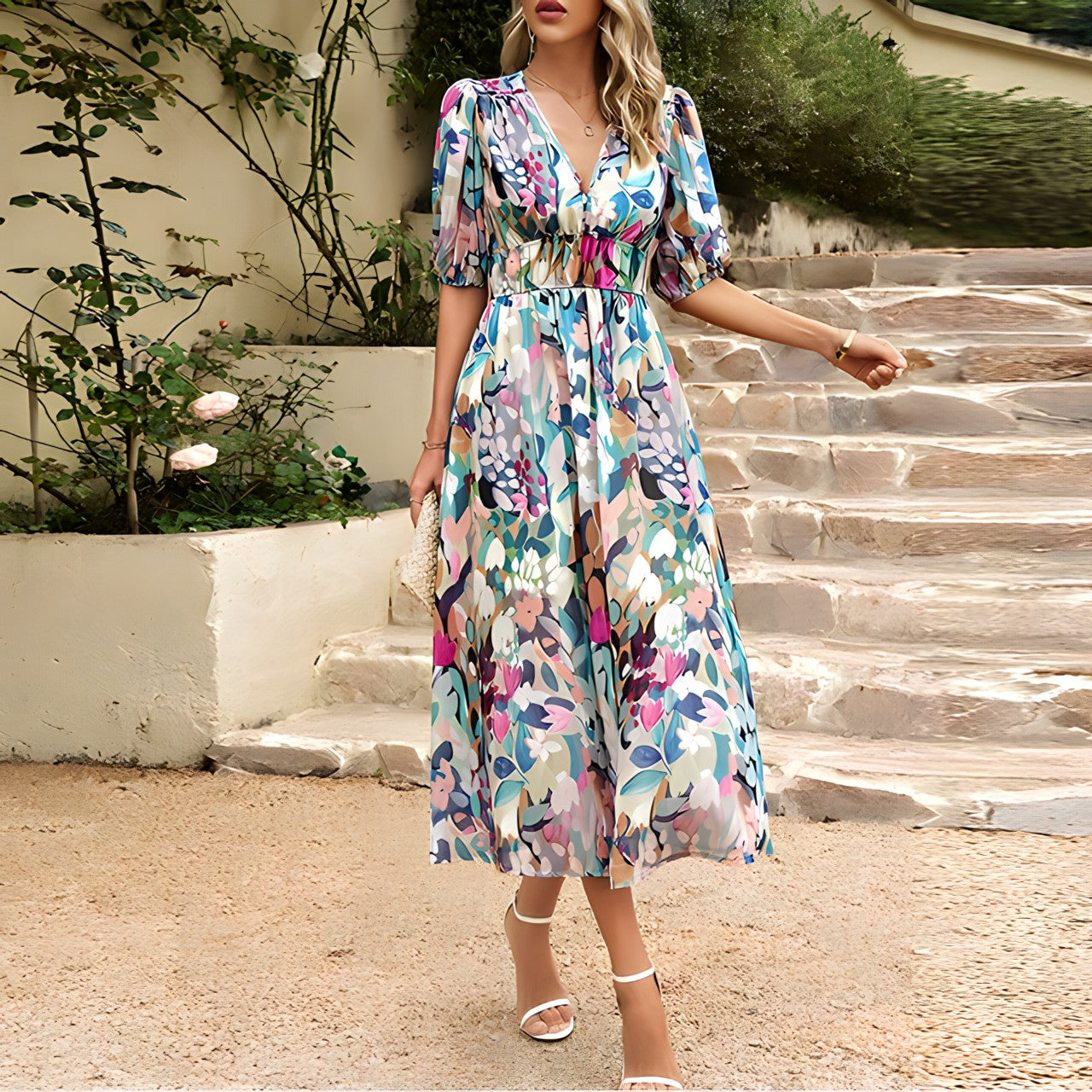 CM | Vestido midi con escote en V