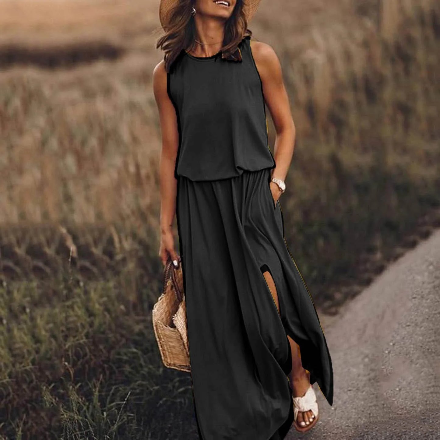CM | 2024 Elegante vestido de novia boho monocromo Vestido largo boho
