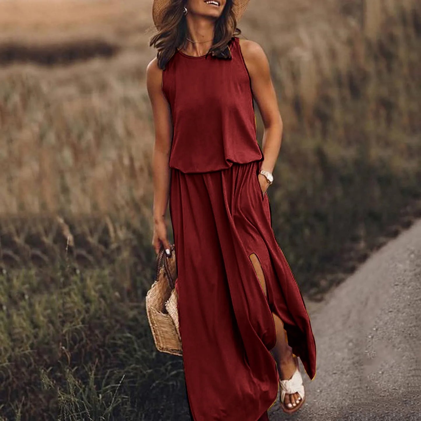 CM | 2024 Elegante vestido de novia boho monocromo Vestido largo boho
