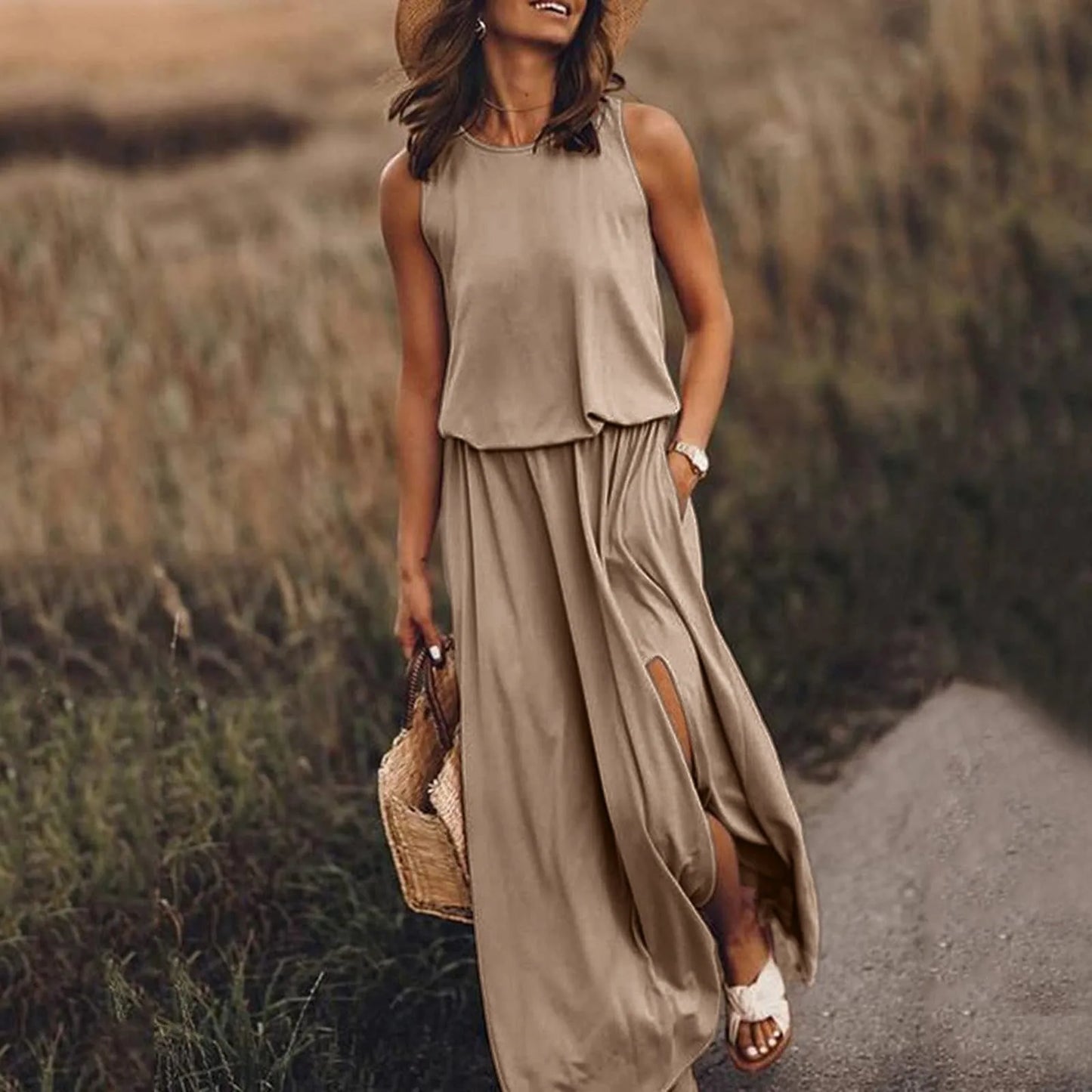 CM | 2024 Elegante vestido de novia boho monocromo Vestido largo boho
