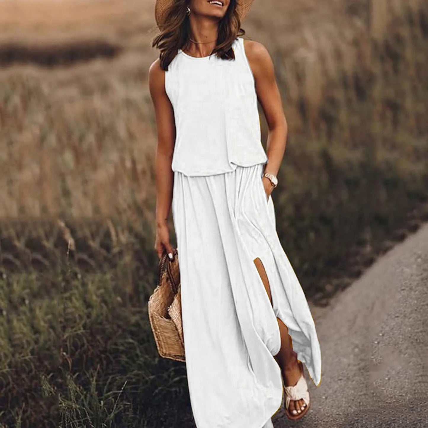 CM | 2024 Elegante vestido de novia boho monocromo Vestido largo boho