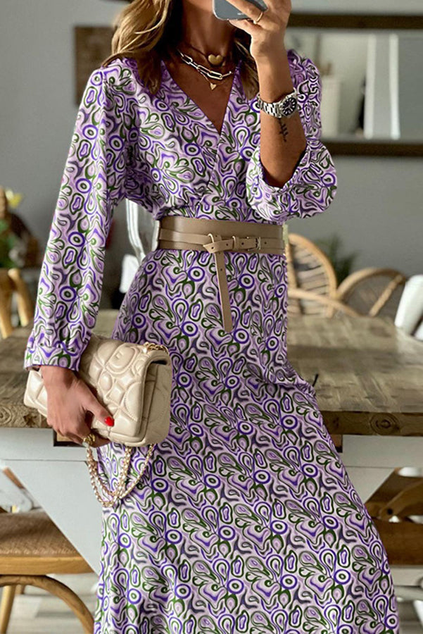 CM | Vestido midi multiestampado con cuello en V