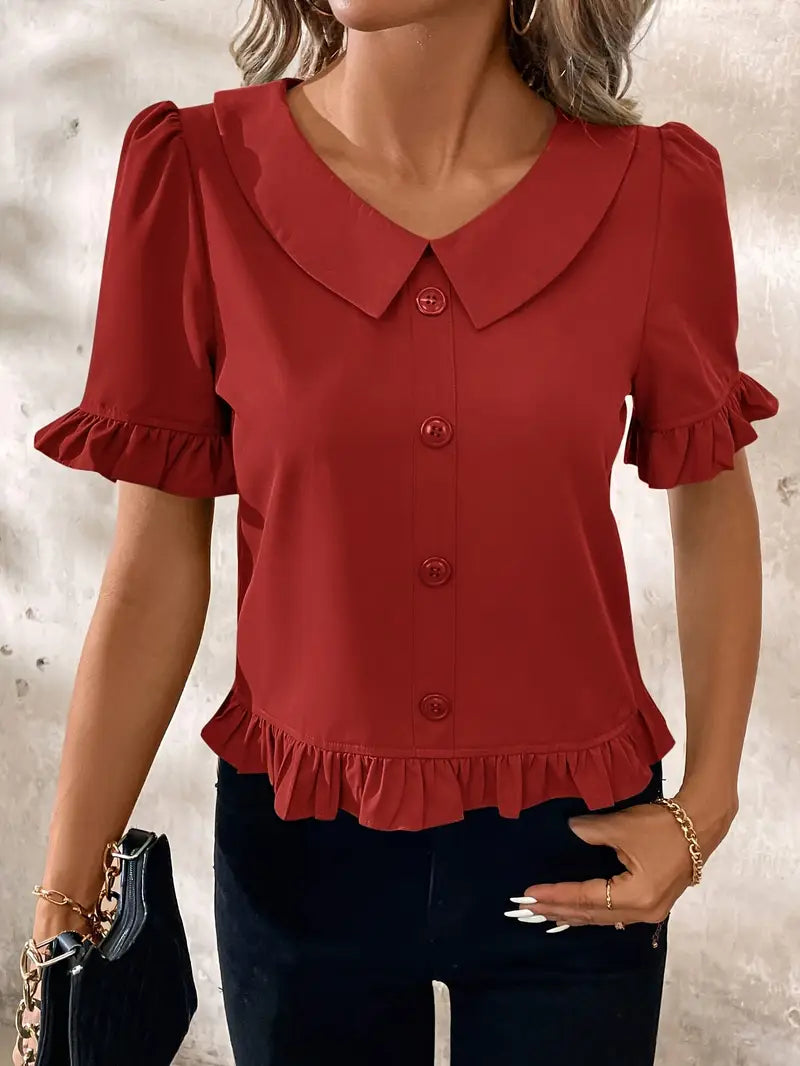 CM | Blusa casual con cuello en V para mujer
