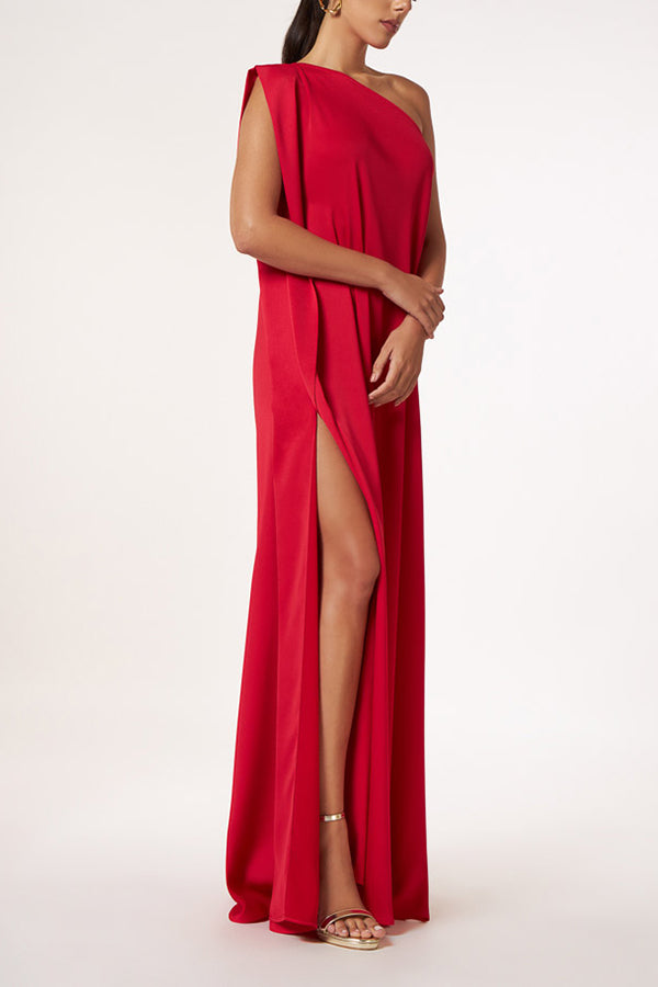 CM | Atemporal encanto de un solo hombro A-line elegante vestido maxi