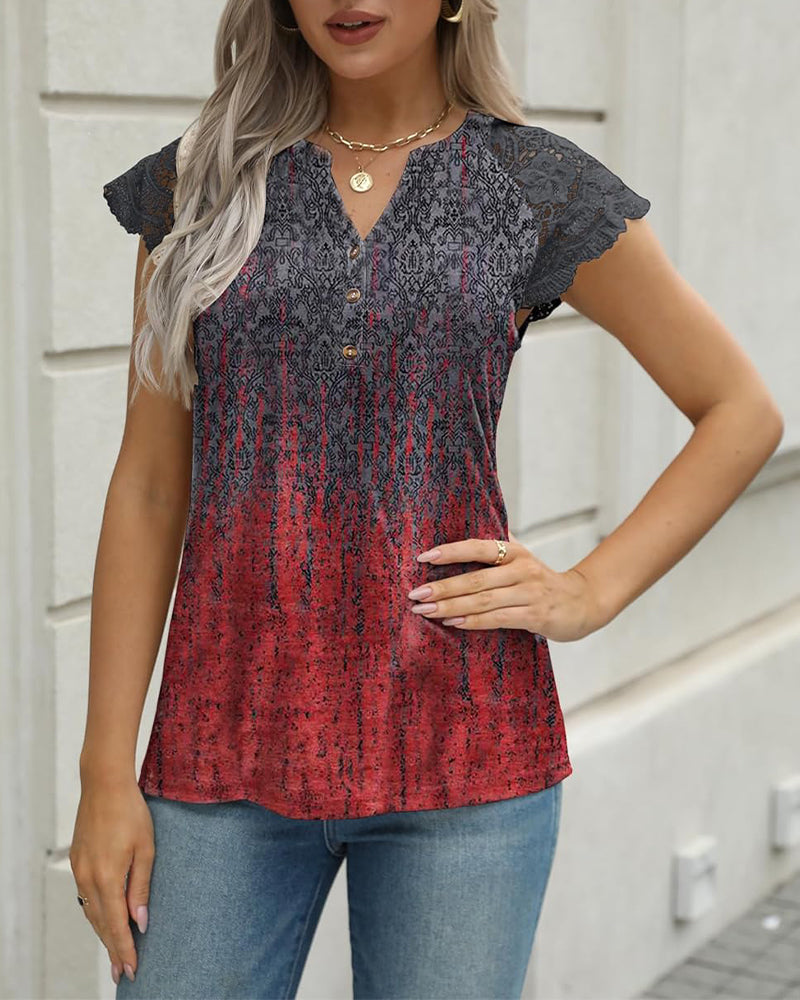 CM | Blusa Casual Estampado Cuello en V Manga corta