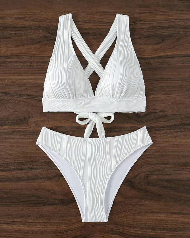 CM | Bikini sexy monocolor con escote profundo en V