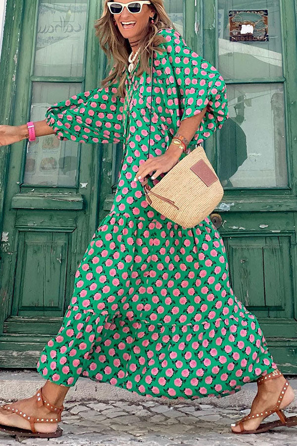 CM | Vestido midi con mangas abullonadas