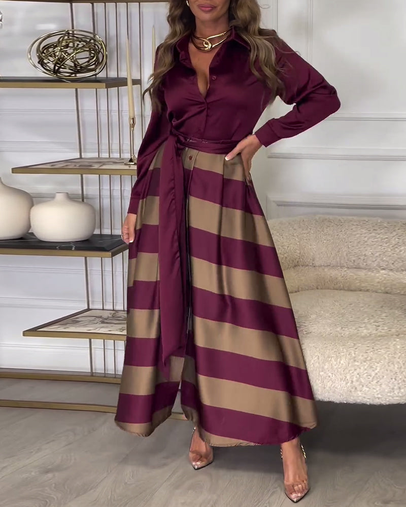 CM | Elegante maxi vestido de rayas