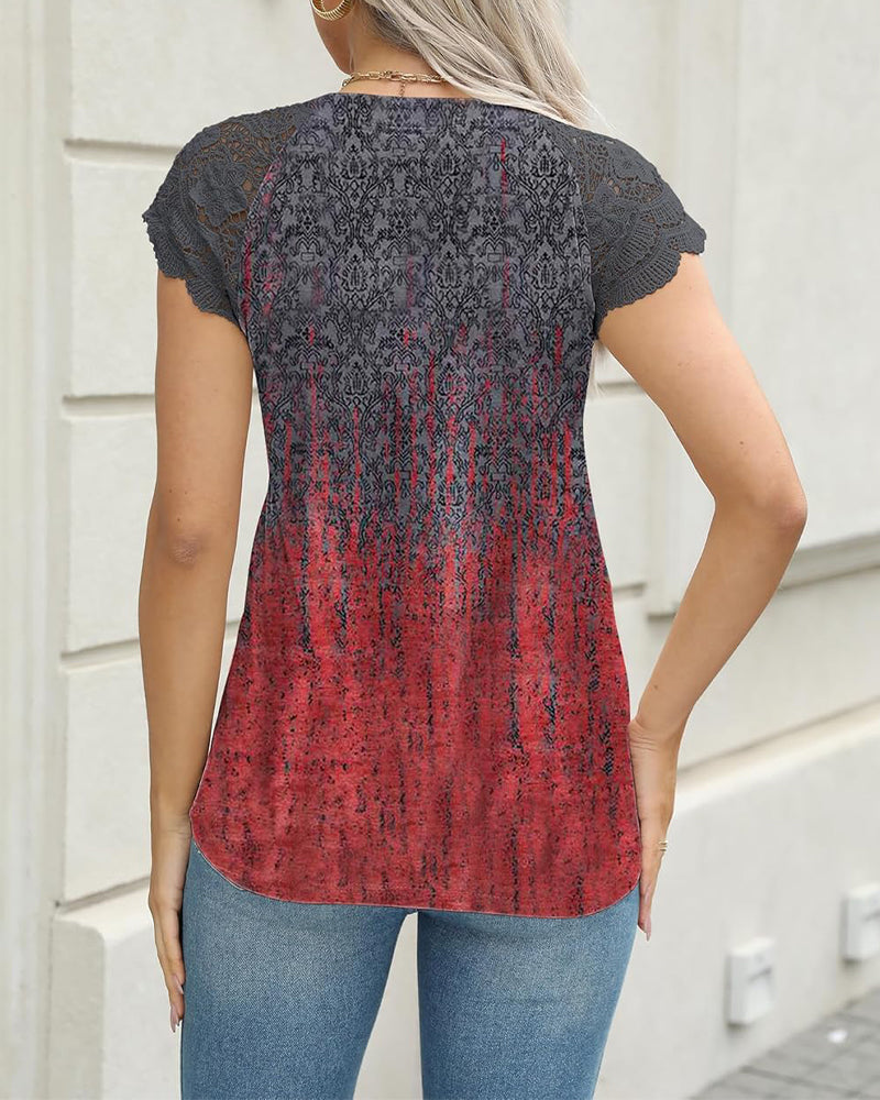 CM | Blusa Casual Estampado Cuello en V Manga corta
