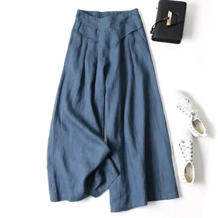CM | Pantalones anchos de algodón y lino