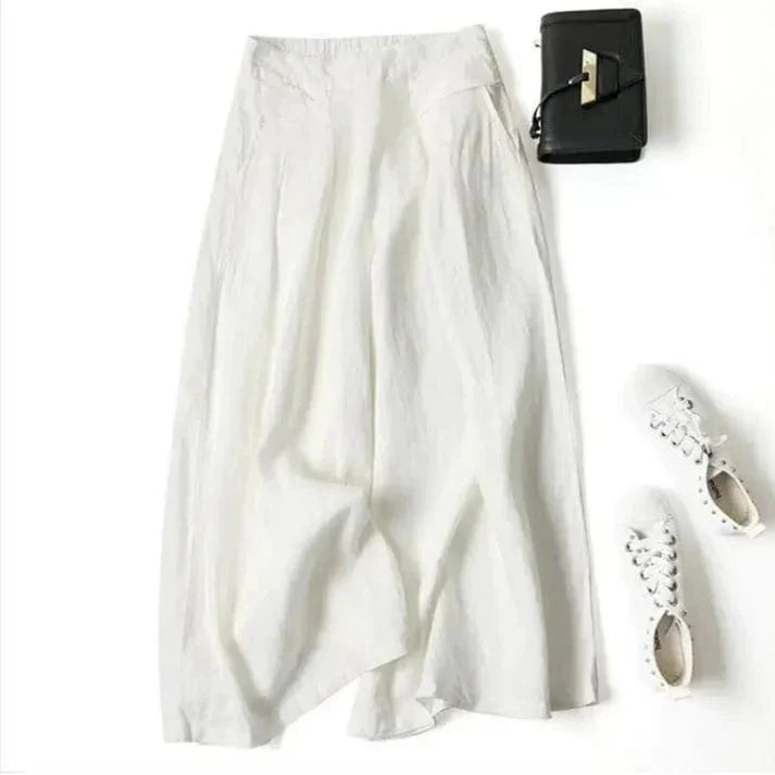 CM | Pantalones anchos de algodón y lino