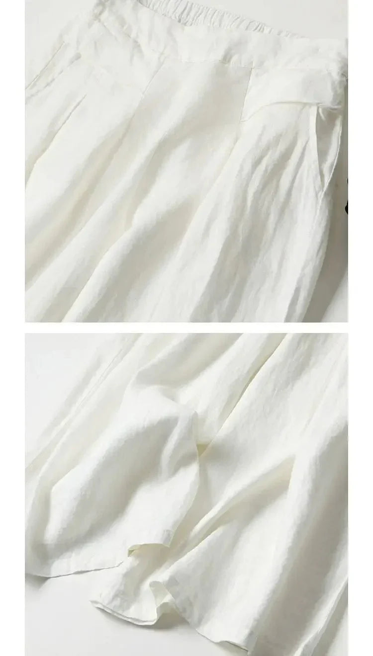 CM | Pantalones anchos de algodón y lino