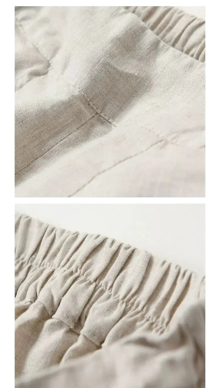 CM | Pantalones anchos de algodón y lino