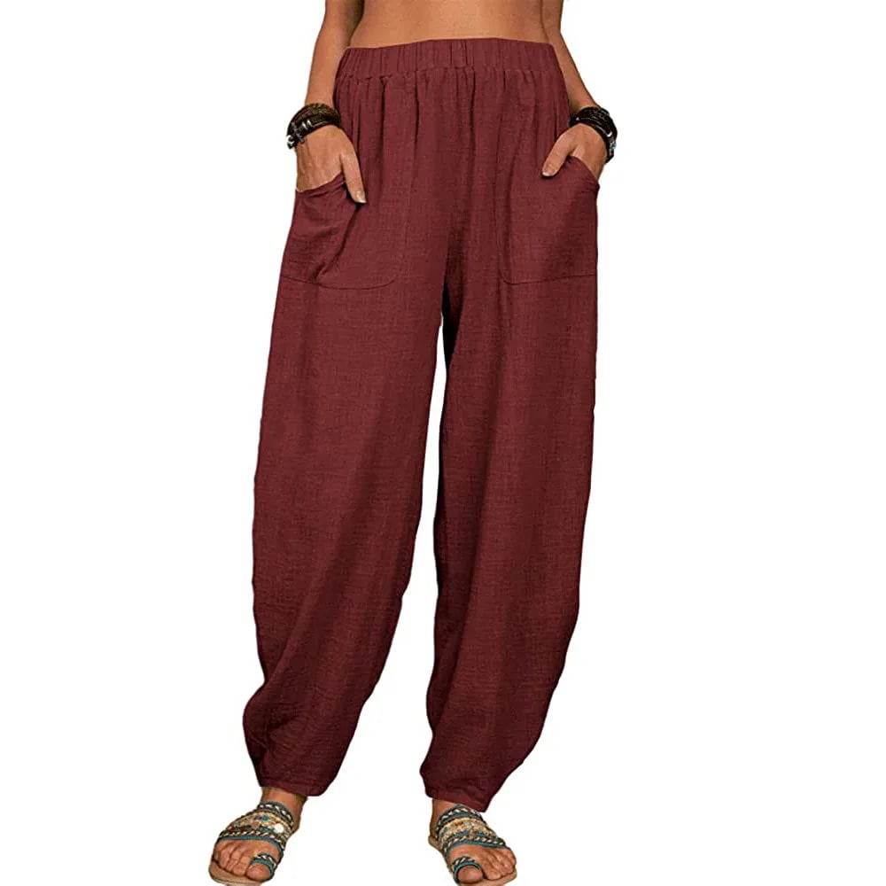 CM | Pantalones anchos de lino para mujer
