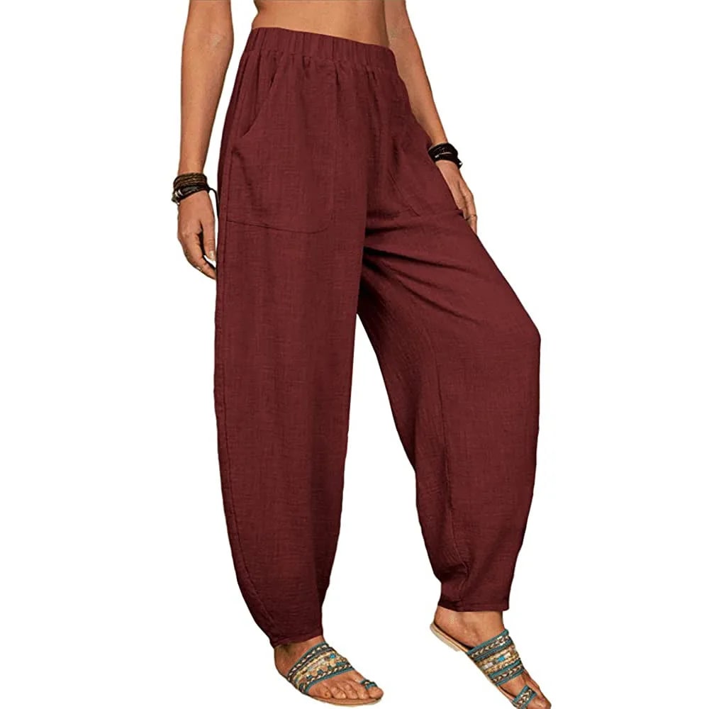 CM | Pantalones anchos de lino para mujer