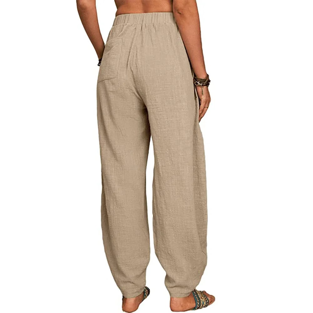 CM | Pantalones anchos de lino para mujer
