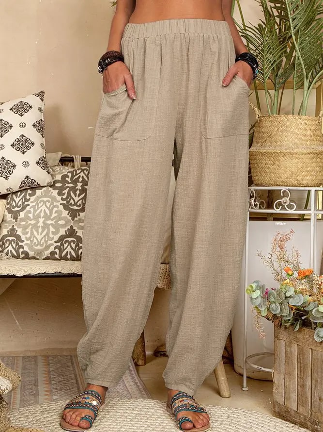 CM | Pantalones anchos de lino para mujer
