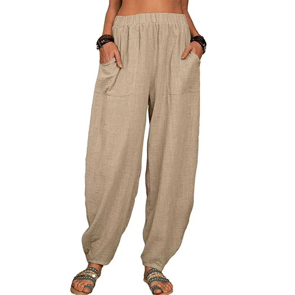 CM | Pantalones anchos de lino para mujer