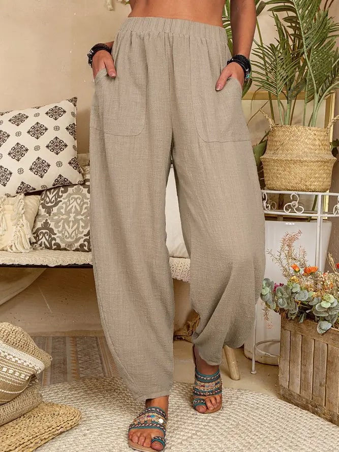 CM | Pantalones anchos de lino para mujer