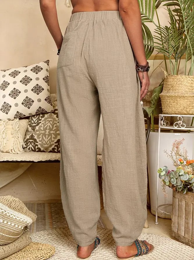 CM | Pantalones anchos de lino para mujer