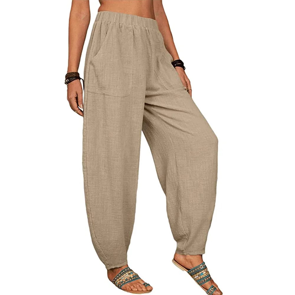 CM | Pantalones anchos de lino para mujer