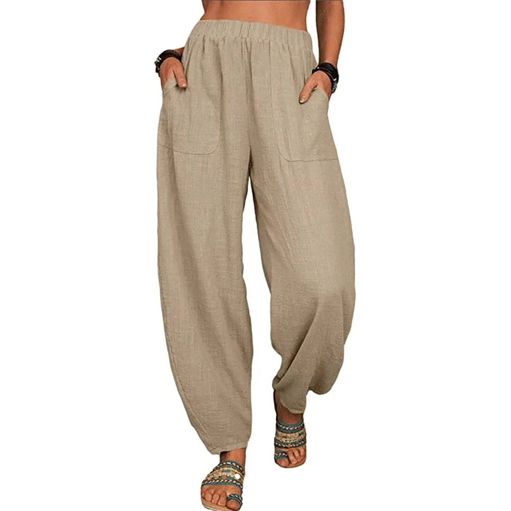 CM | Pantalones anchos de lino para mujer