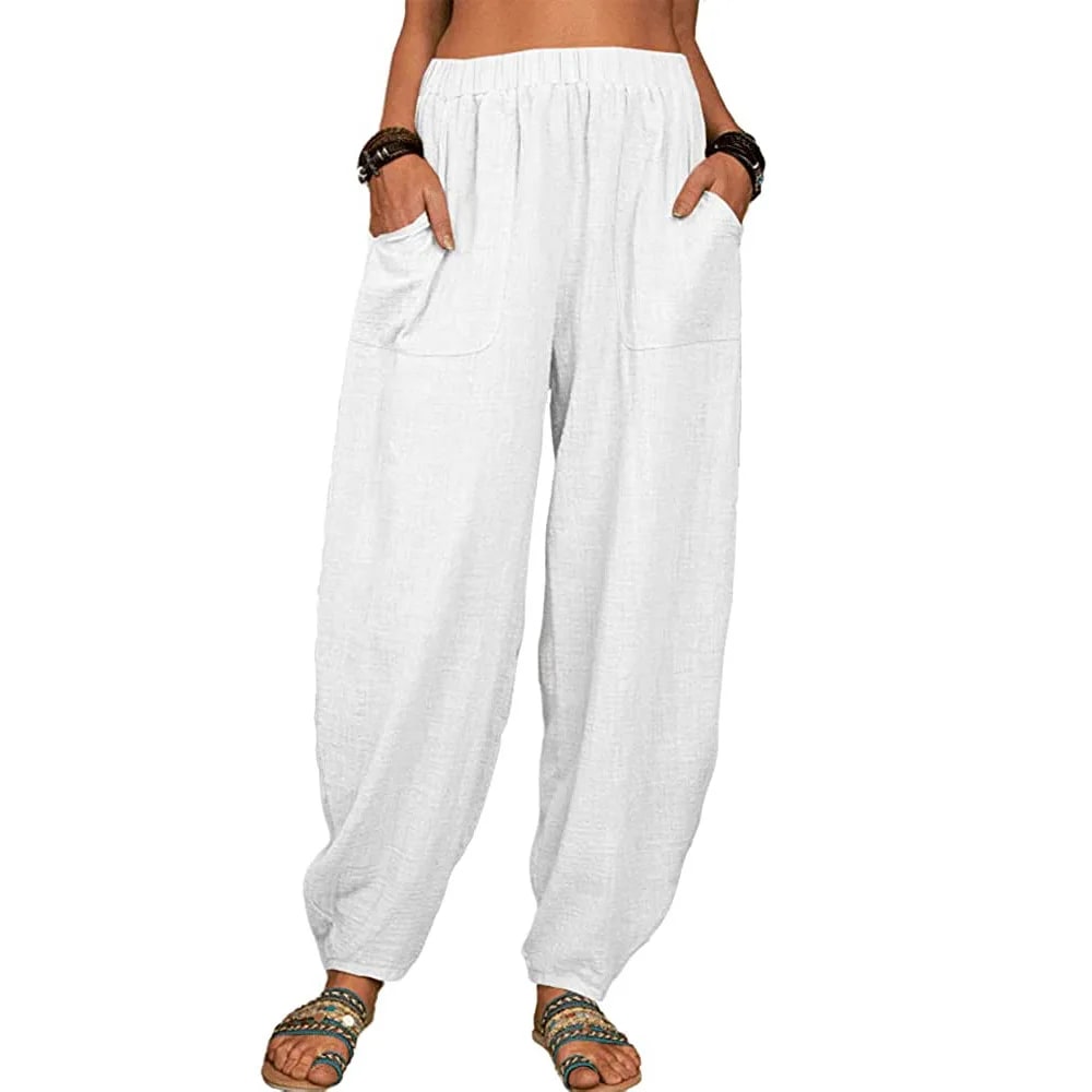 CM | Pantalones anchos de lino para mujer