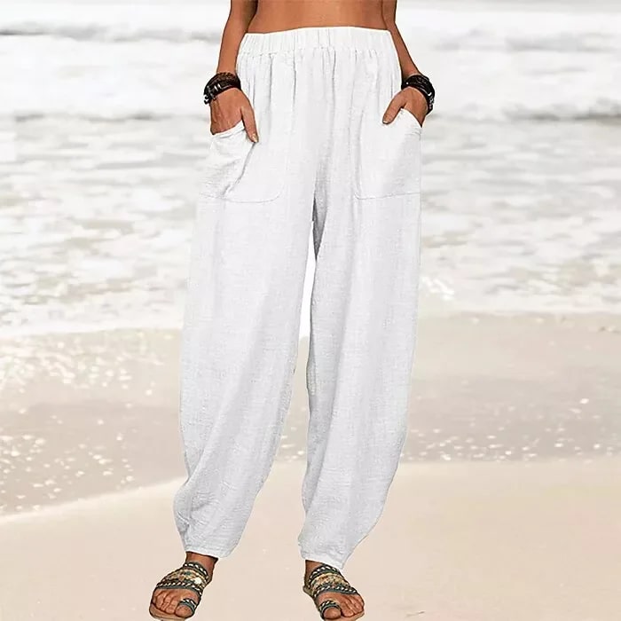 CM | Pantalones anchos de lino para mujer