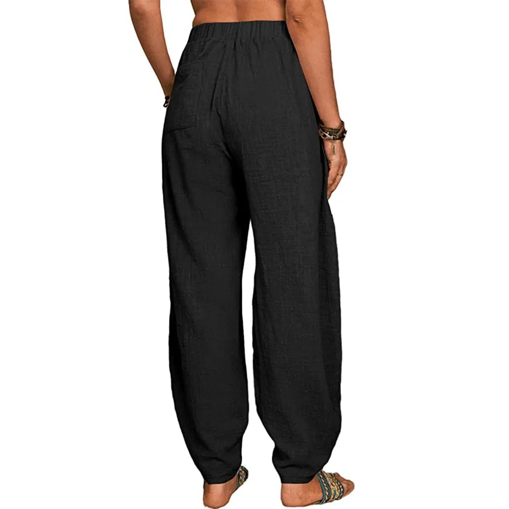 CM | Pantalones anchos de lino para mujer