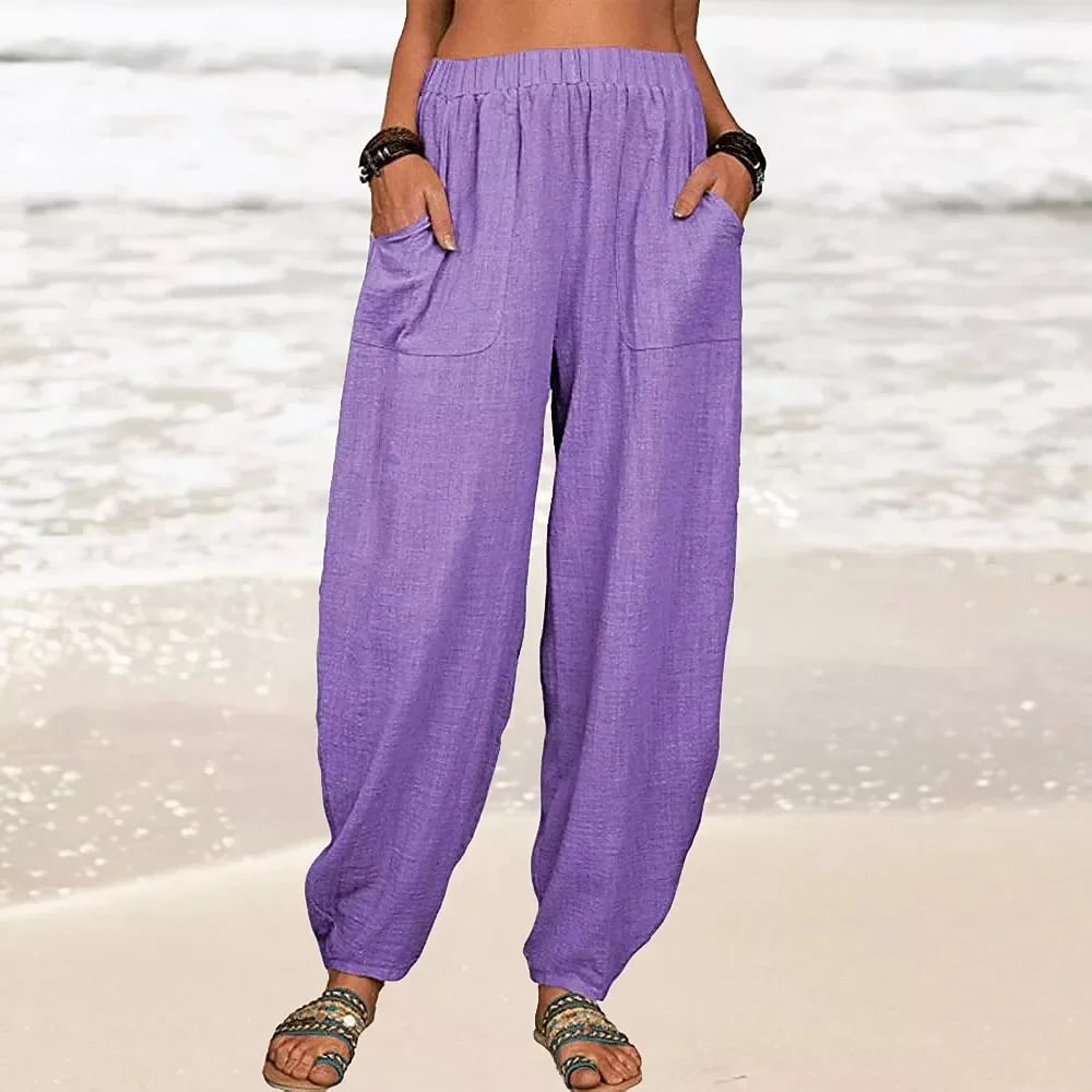 CM | Pantalones anchos de lino para mujer