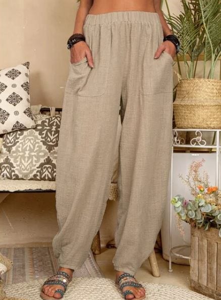 CM | Pantalones anchos de lino para mujer