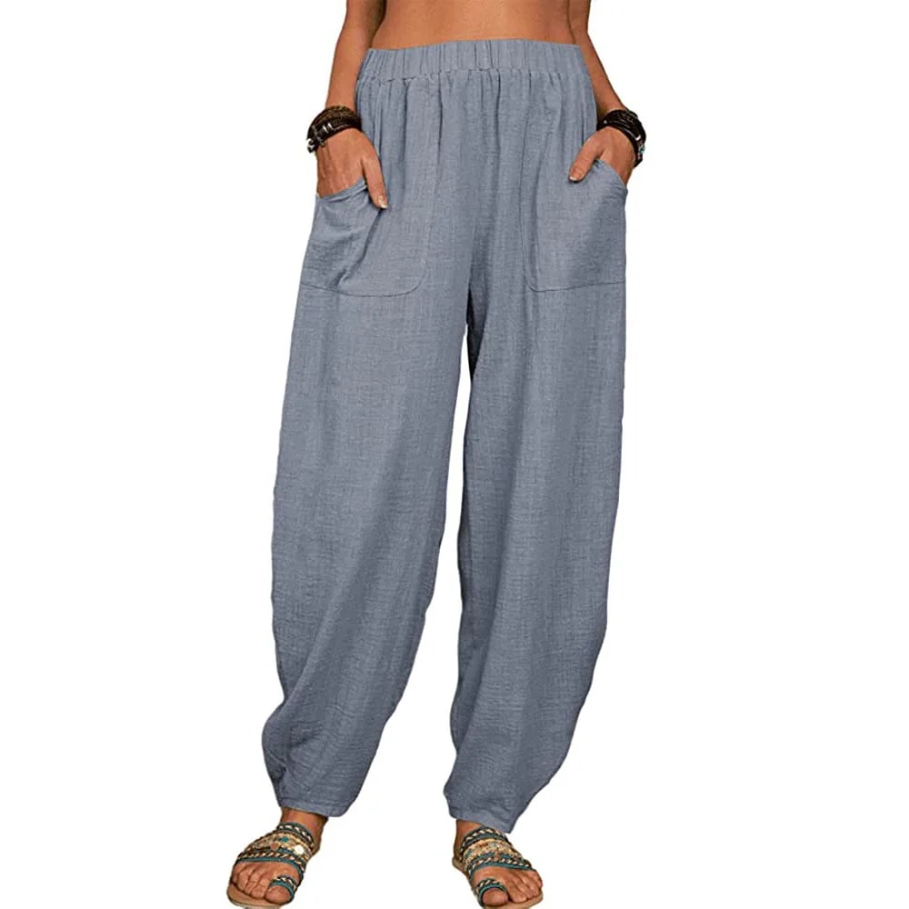 CM | Pantalones anchos de lino para mujer