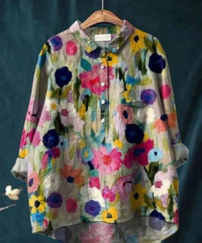 CM | Blusa chic de seda con flores