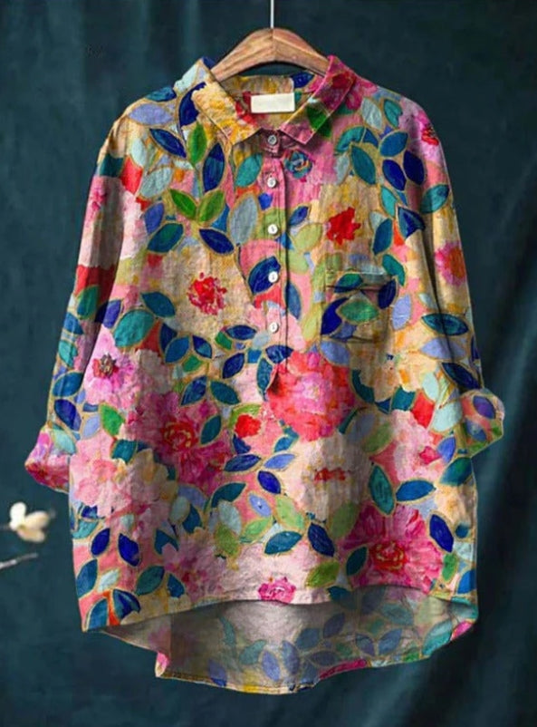 CM | Blusa chic de seda con flores