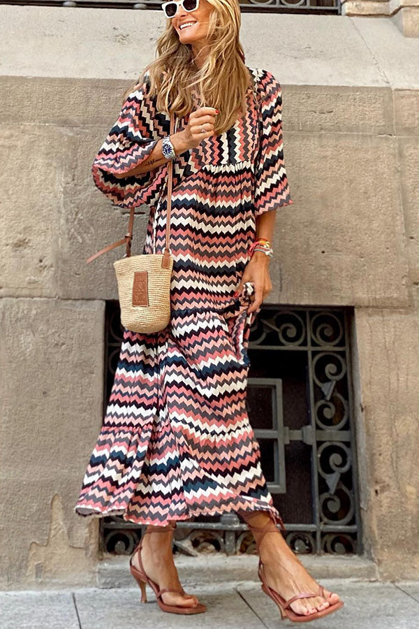 CM | Vestido midi con mangas abullonadas