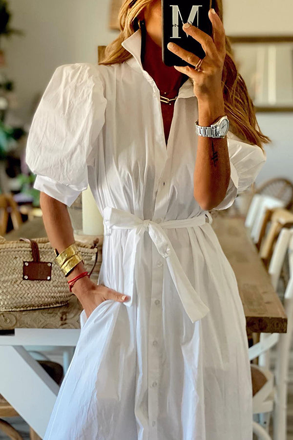 CM | Vestido midi camisero con bolsillos vintage