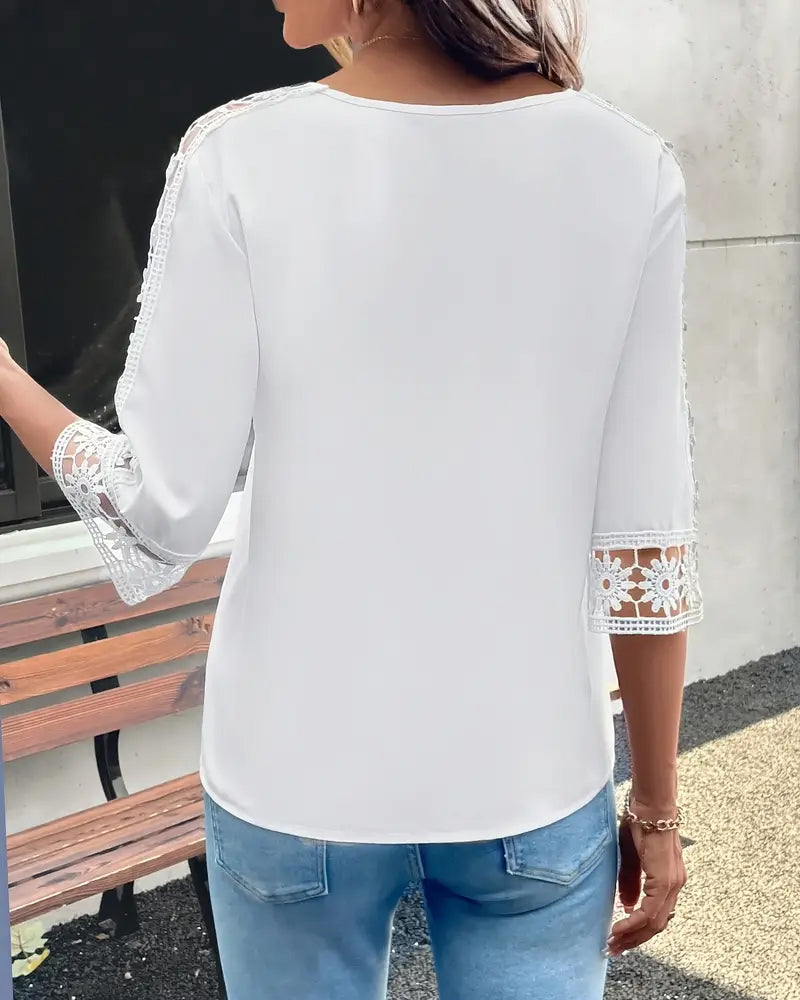 CM | Camiseta monocolor perforada gancho patchwork