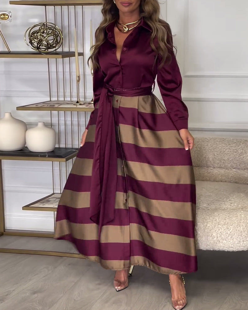CM | Elegante maxi vestido de rayas