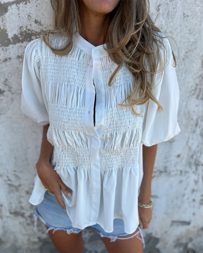 CM | Blusa Casual Moda Manga Corta Unicolor